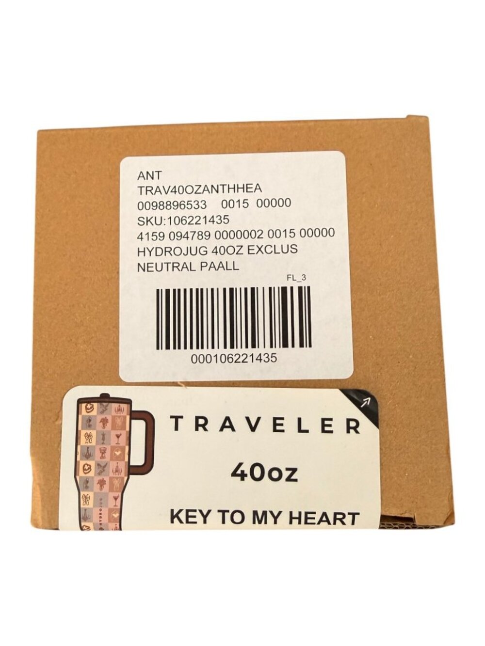 HydroJug x Anthropologie 40 oz. Traveler Cup - Key To My Heart - New In Box - Picture 5 of 5